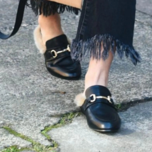 Steve Madden Shoes - Steve Madden Jill horse bit faux fur lined mules SZ  6